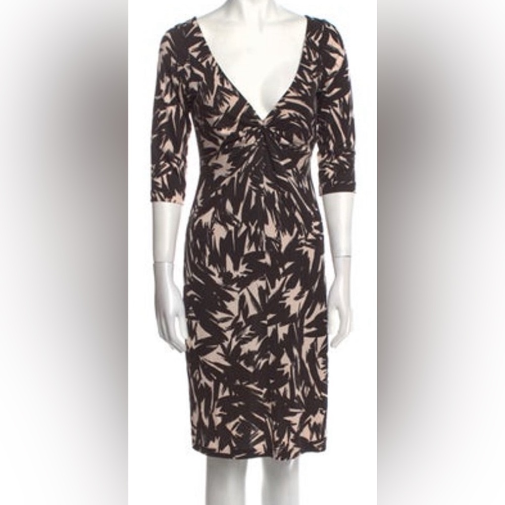 Diane von Furstenberg Leaf Printed Silk Jersey Dress